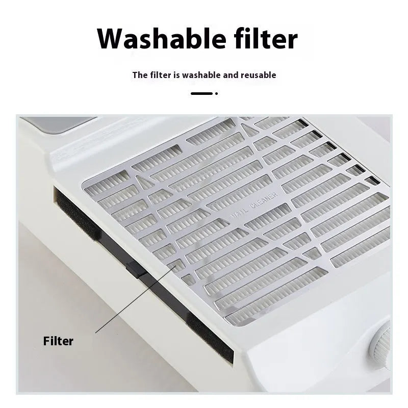 White four-in-one nail polishing machine with vacuum cleaner system for home and salon use