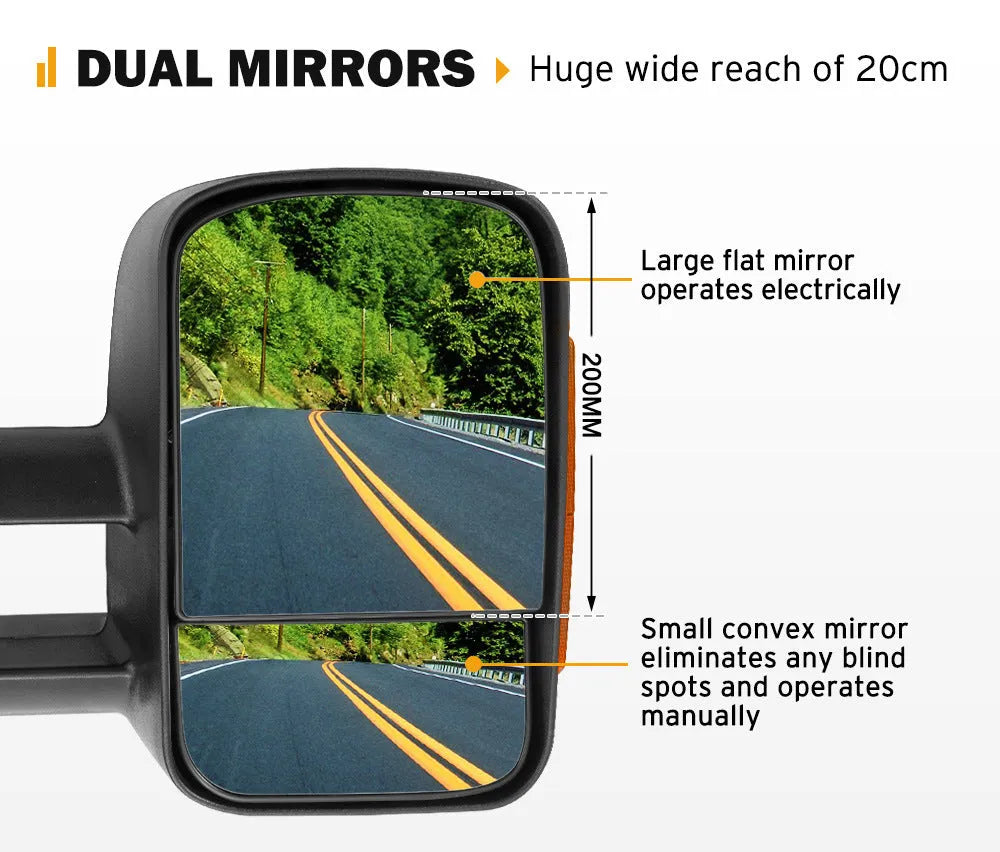 Black electric exterior rear vision mirror with LED light for Nissan NP300 D23 2015-on models
