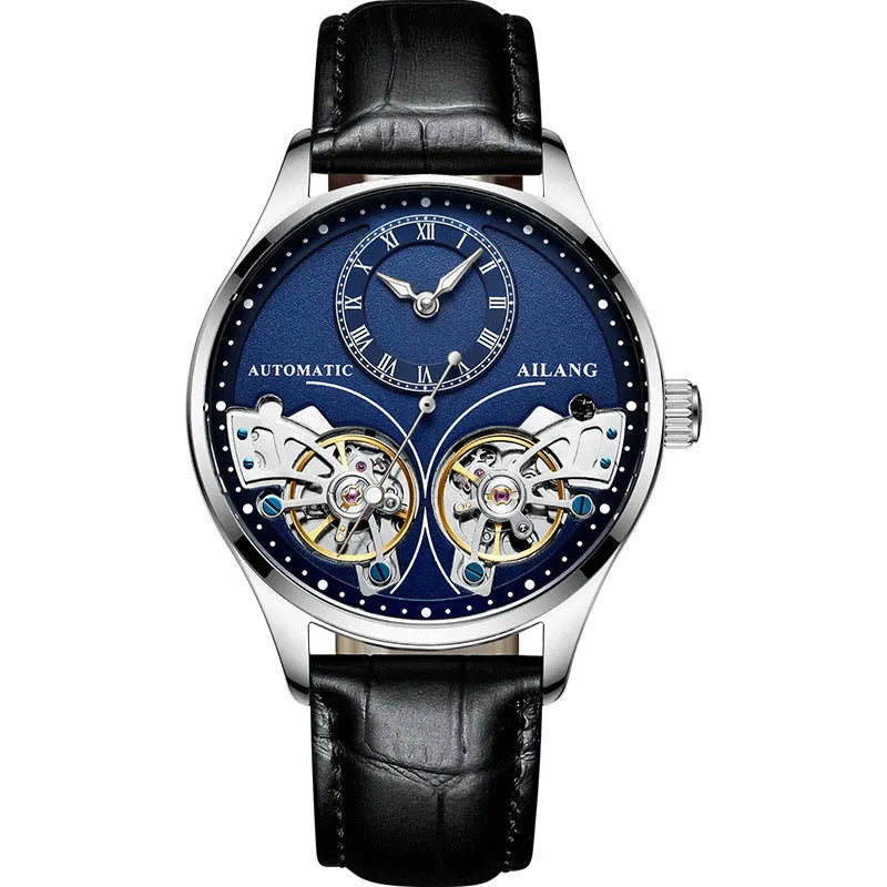 Titanium automatic watch with tourbillon and moon phase display on wrist