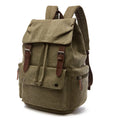 Canvas travel backpack in khaki with air pillow straps and stitched detailing