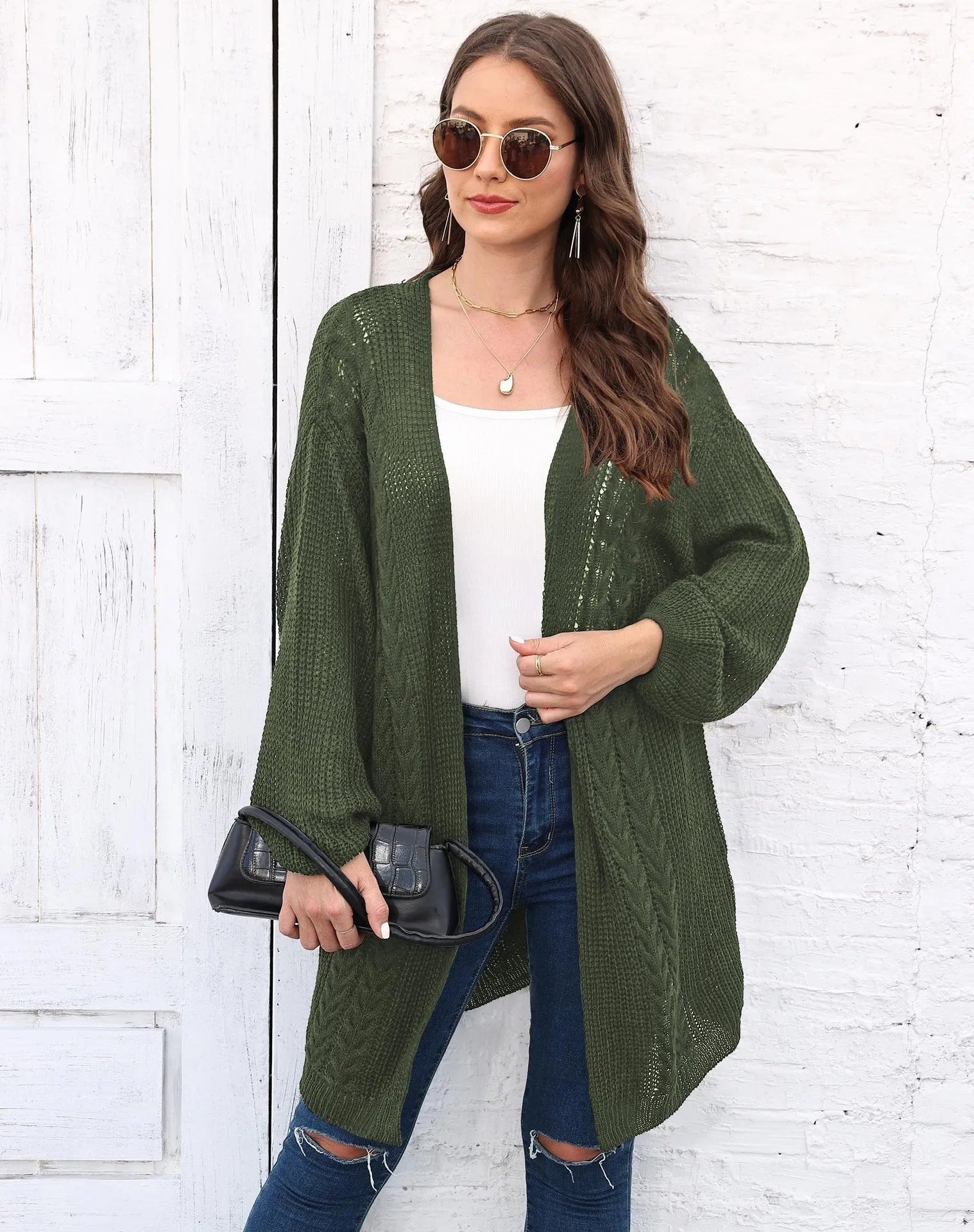 Women's loose acrylic sweater coat in free size with European and American casual style