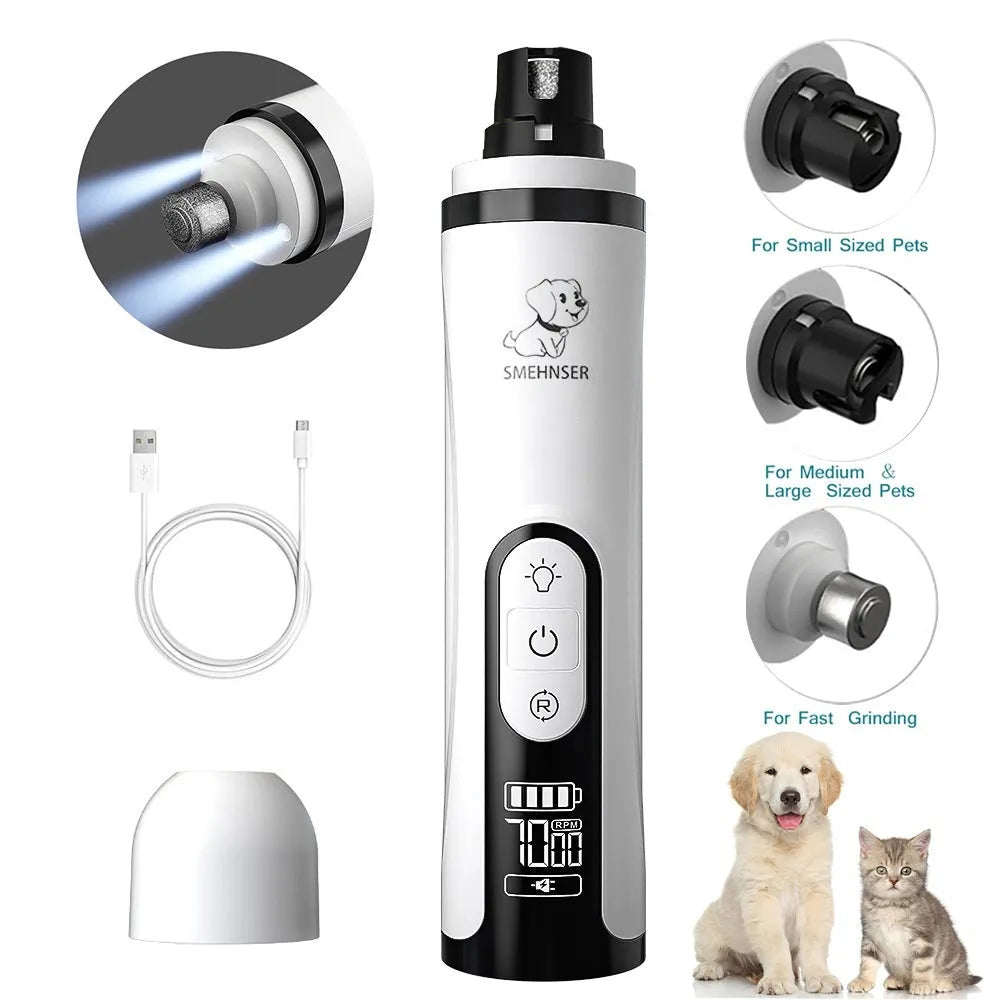 Pet automatic nail grinder with LCD display and dust collection for dogs