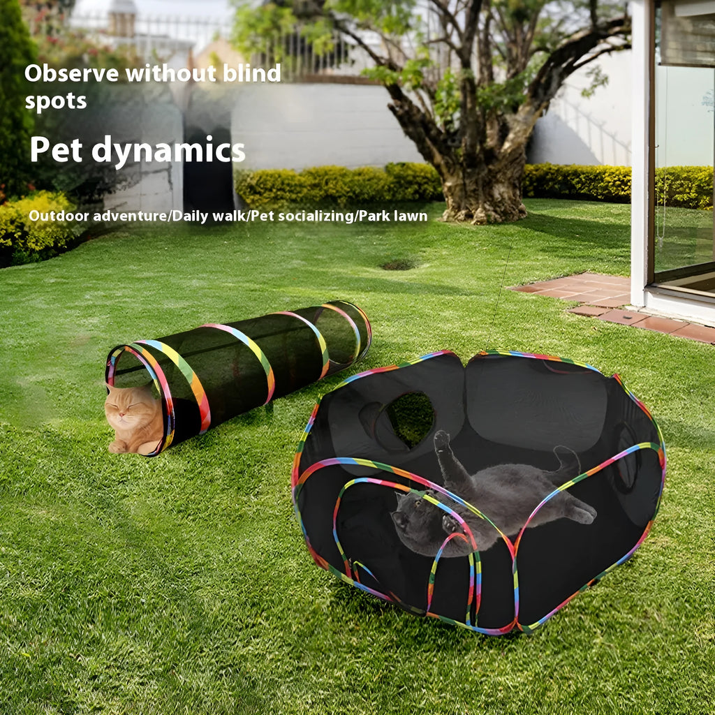 Foldable mesh cat roll cage pet playpen showing hexagonal style configuration