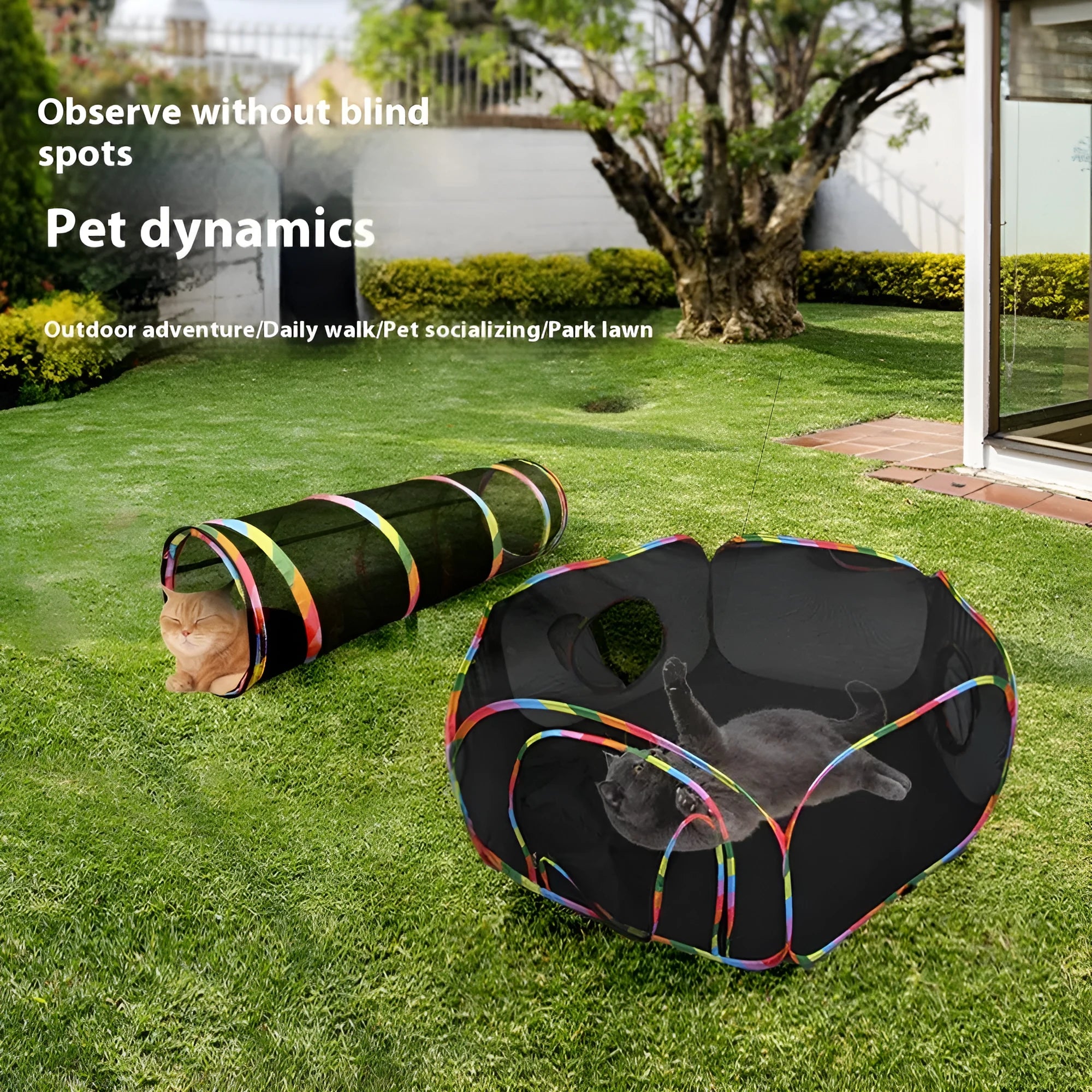 Foldable mesh cat roll cage pet playpen showing hexagonal style configuration