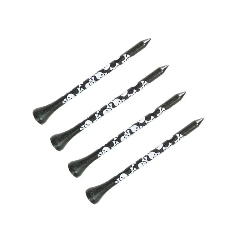 Black skull print bamboo golf dowel pins in 70mm and 83mm lengths for spike replacement