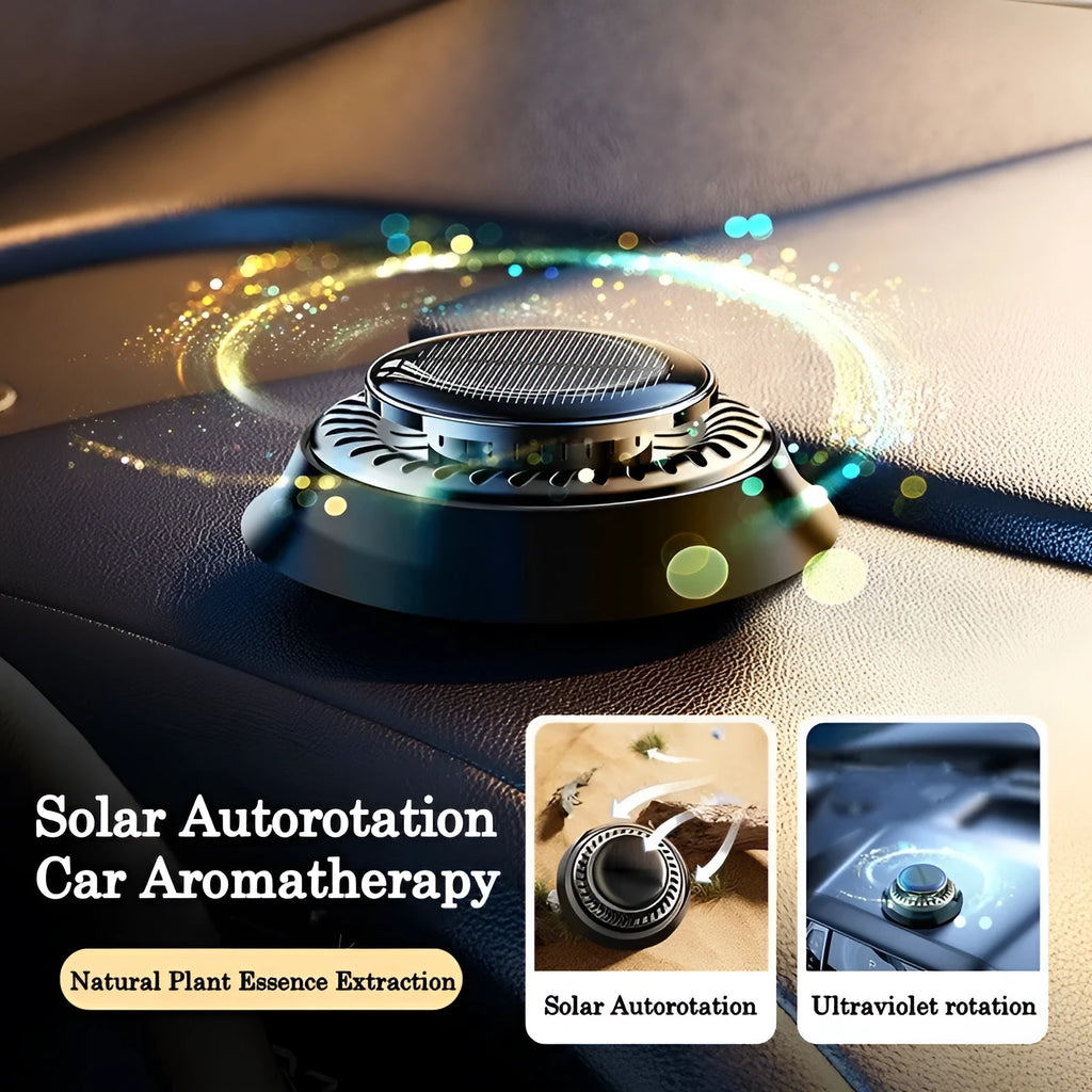 Solar kinetic car air freshener with double ring rotating mechanism in black ocean colour option