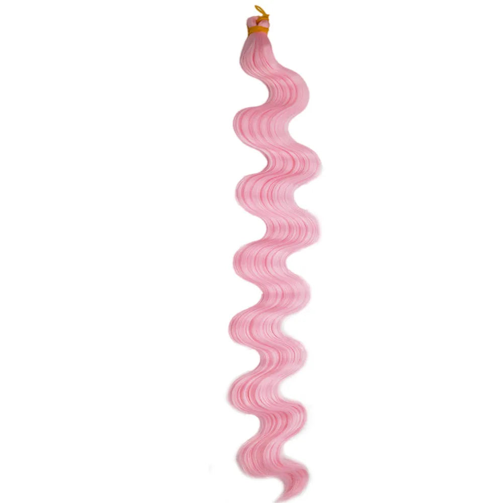 24-inch wine red big wave synthetic wig with braided texture on display