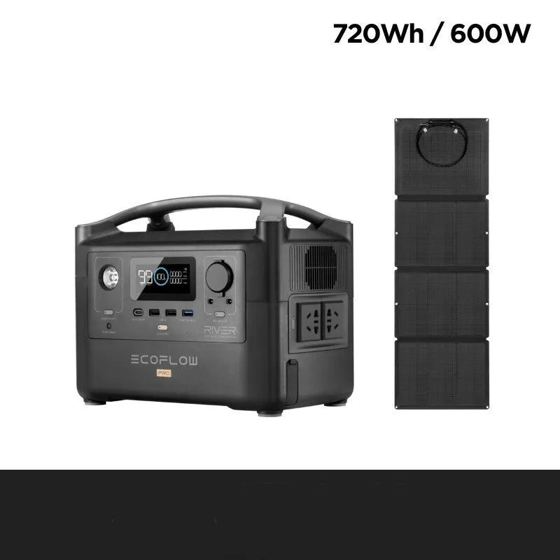 Rui Pro 720Wh portable lithium power station with multiple output ports on a grey case.