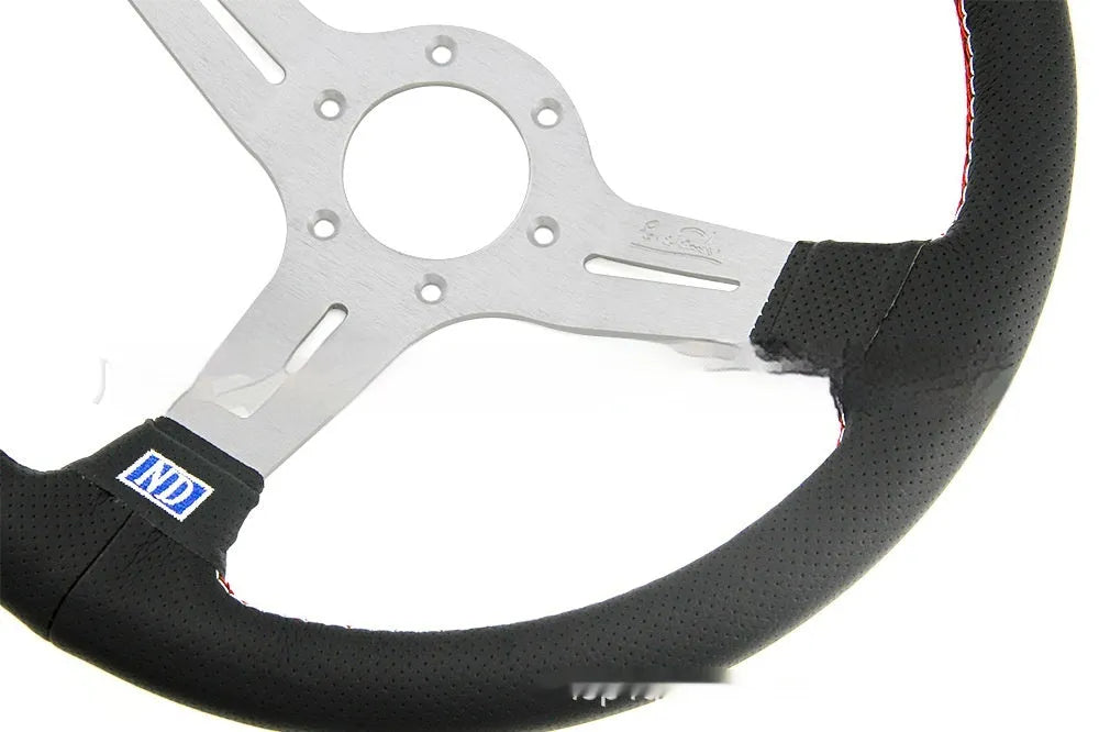 14-inch leather steering wheel with middle concave design showing black skeleton frame option