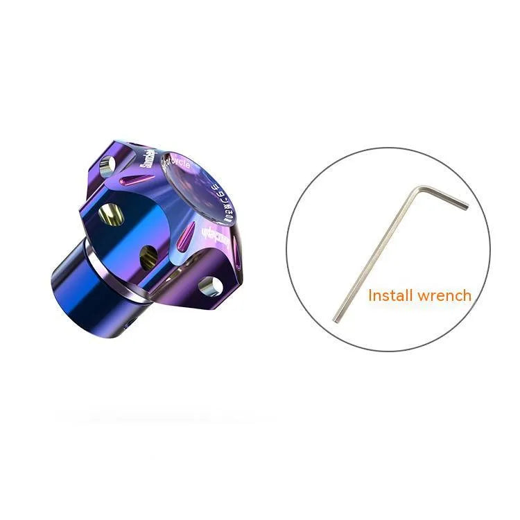 T6 aluminium motorcycle key head cover in hexagonal, pentagram, and plum blossom designs.