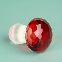 Colourful geometric crystal mushroom decorative sculpture measuring 40mm by 53mm