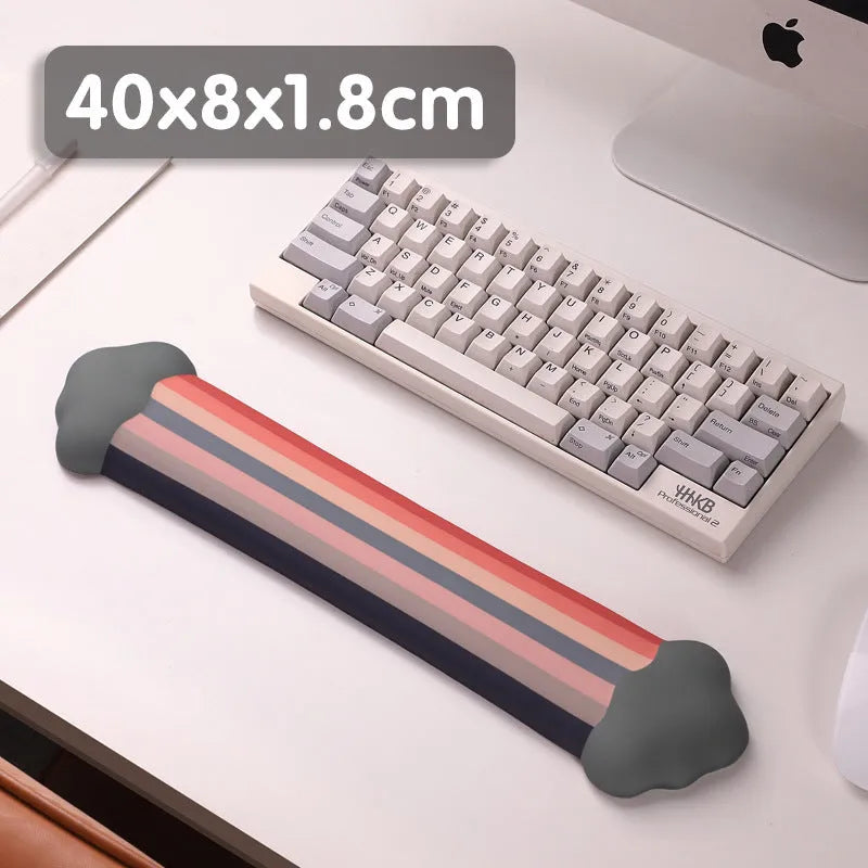 Silica gel wrist support mouse pad and keyboard stand in pastoral cloud design on computer desk