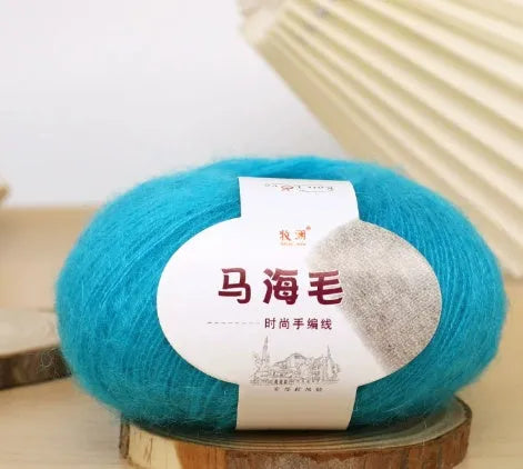 Mohair wool ball for DIY scarf kit with 34 colour options including white, grey, pink and blue