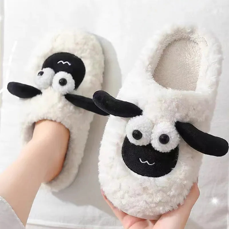 Thermal cotton slip-on slippers with suede upper in brown, grey, or white colours
