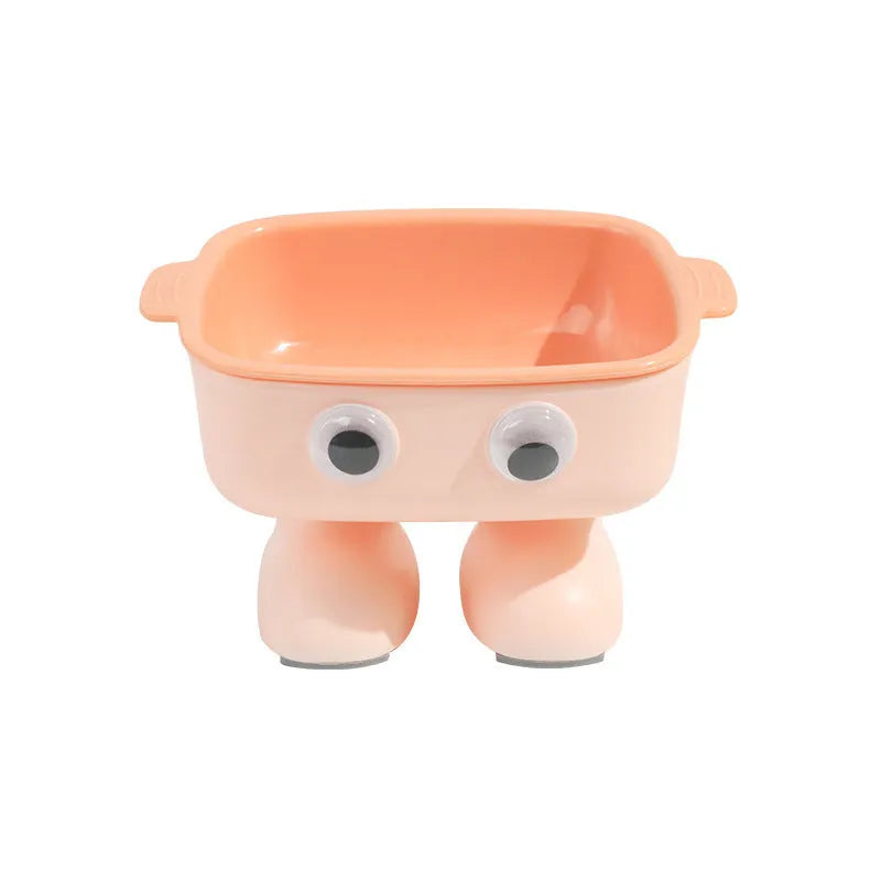 Elevated robot-shaped cat bowl with tilted design and detachable inner bowl in green colour