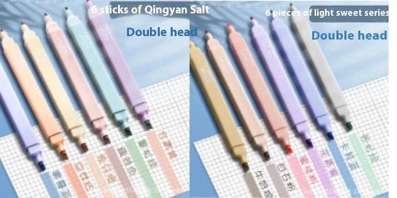 Set of double-ended fluorescent marking pens showing assorted bright colours from the Sweet and Salt series.