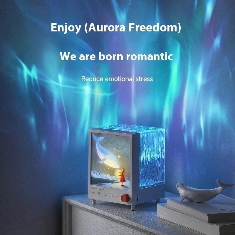Aurora Treasure Box star sea whale projection lamp with compact design and Bluetooth connectivity