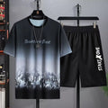 Men's summer ice silk suit set with short sleeve jacket and matching shorts