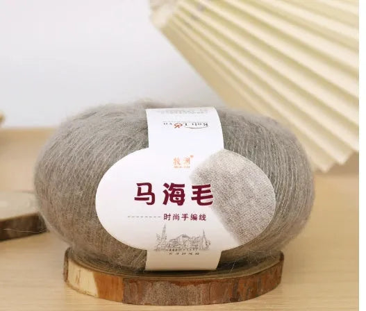 Mohair wool ball for DIY scarf kit with 34 colour options including white, grey, pink and blue