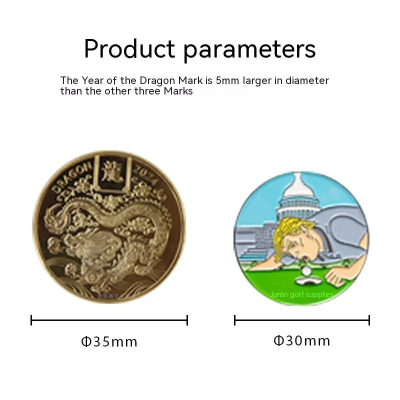 Zinc alloy golf hat clip with personalised dragon year or custom mark design