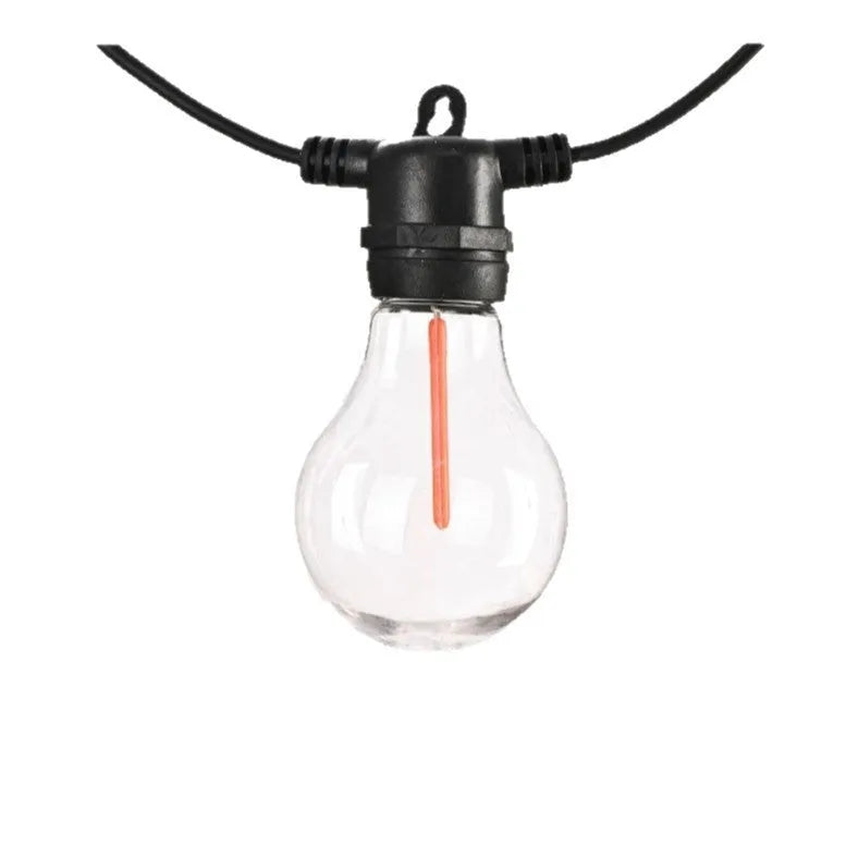 Outdoor waterproof decorative string lights with transparent meteor bags and A60 bulbs for garden and wedding scenes