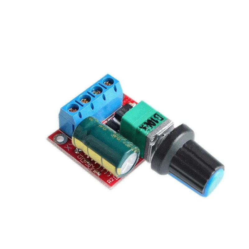Compact PWM DC motor governor module with potentiometer knob for speed control