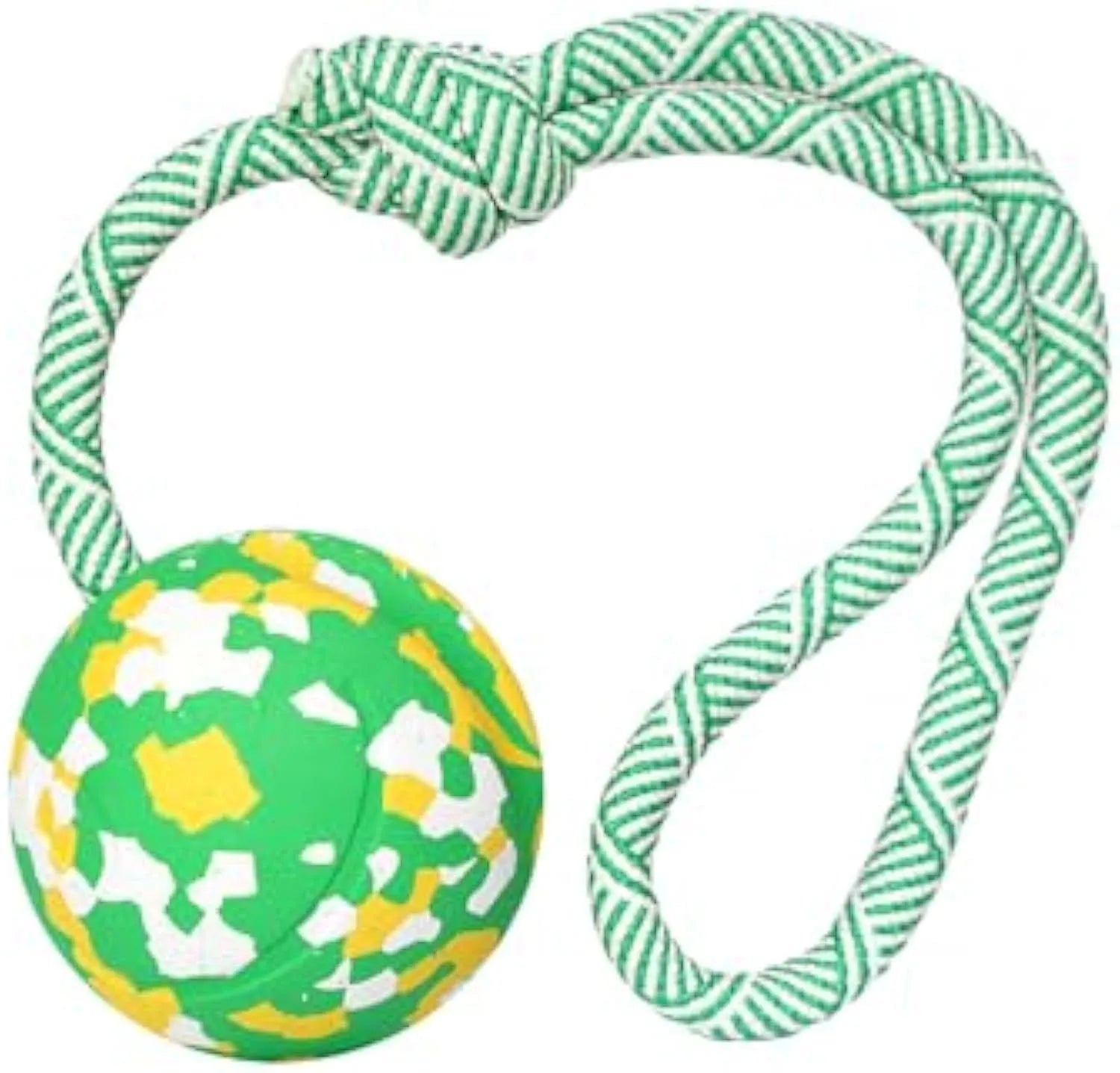 S size dog ball on rope toy with 6cm natural rubber ball and 27cm nylon rope for medium small dogs