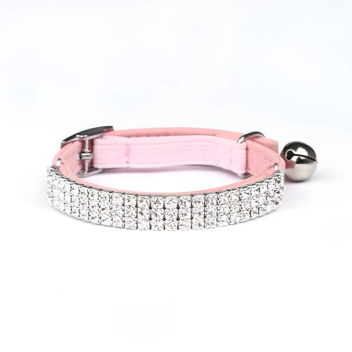Adjustable suede velvet cat collar with rhinestone decoration in multiple colours