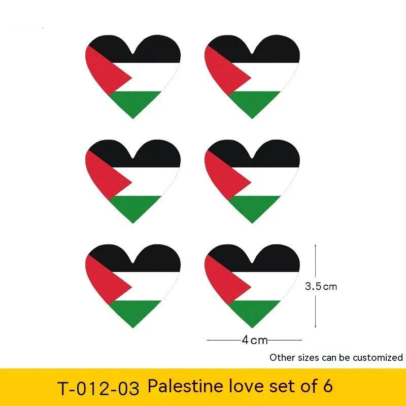 Three variants of Palestinian-themed PET decal stickers for car exteriors.