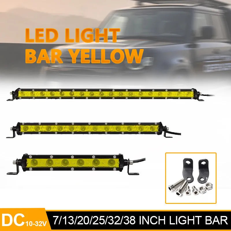 25-inch long single row aluminium LED light bar for cars with mounting brackets