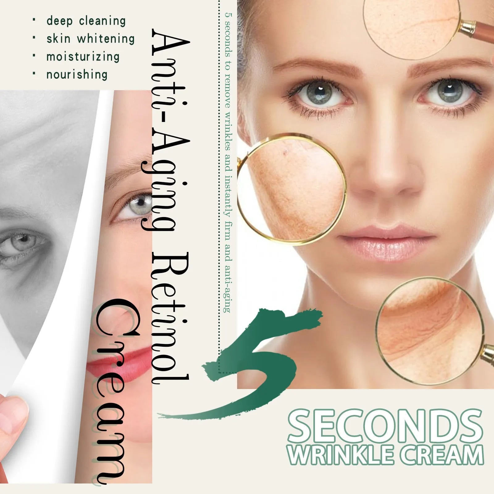 30g anti-ageing anti-wrinkle face cream container with hydrating formula for daily skincare use