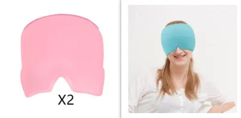 Black elastic cloth gel eye mask for headache relief with adjustable headband