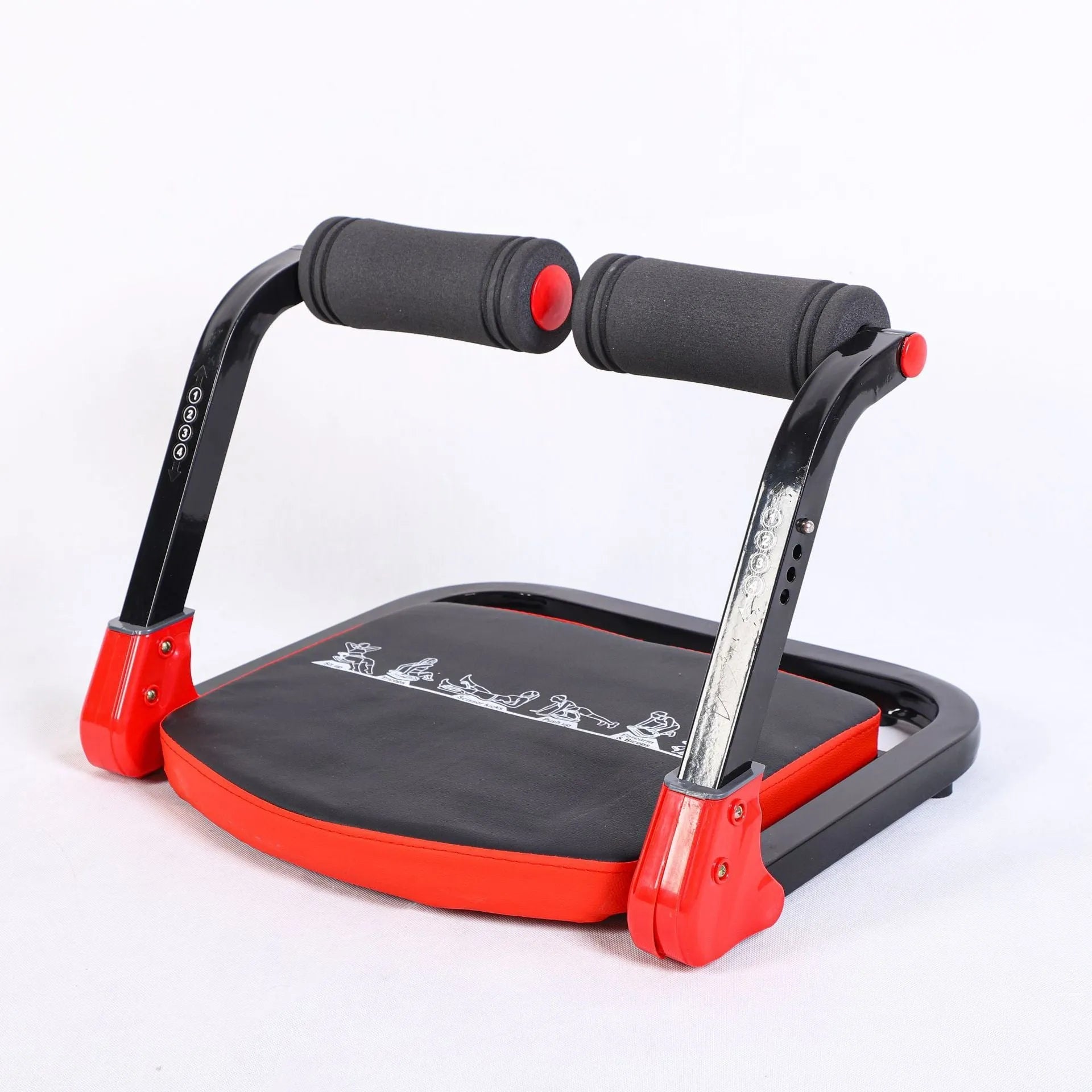 Compact red or sky blue abdominal fitness device for core training and body shaping
