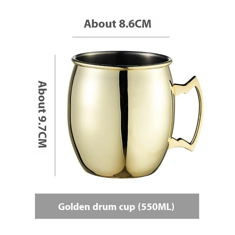 Stainless steel Moscow mule cup with copper plating in metallic finish