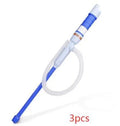 Blue manual hand siphon pump for transferring gasoline and oil, made from PP plastic.