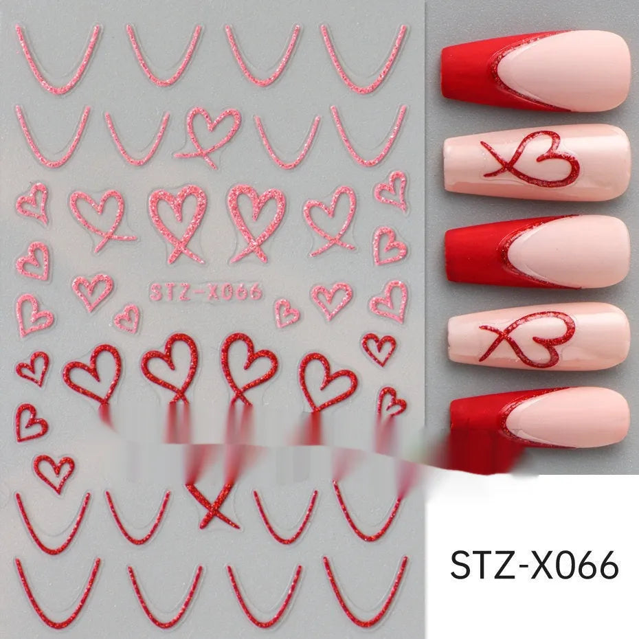 Black and silver strip cartoon nail art stickers on plastic patch
