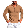 Man wearing a striped loose-fit short sleeve polo shirt in army green colour