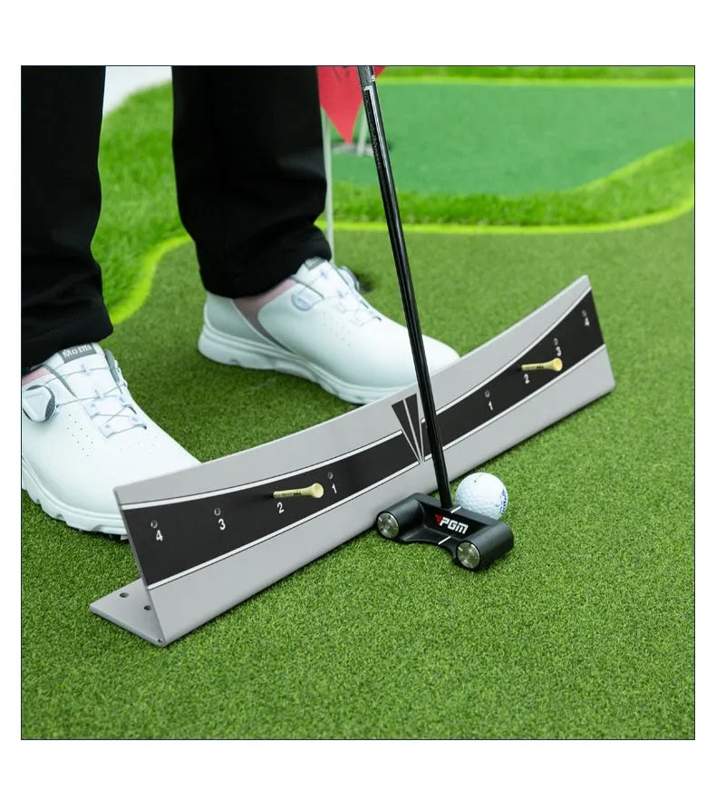 Adjustable golf putter balance simulator with PVC construction on a flat surface.