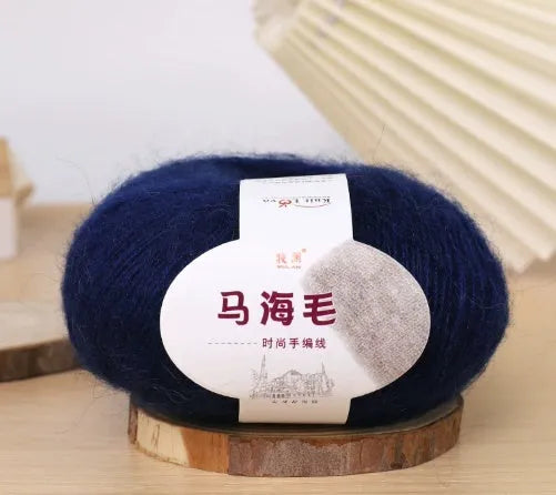 Mohair wool ball for DIY scarf kit with 34 colour options including white, grey, pink and blue