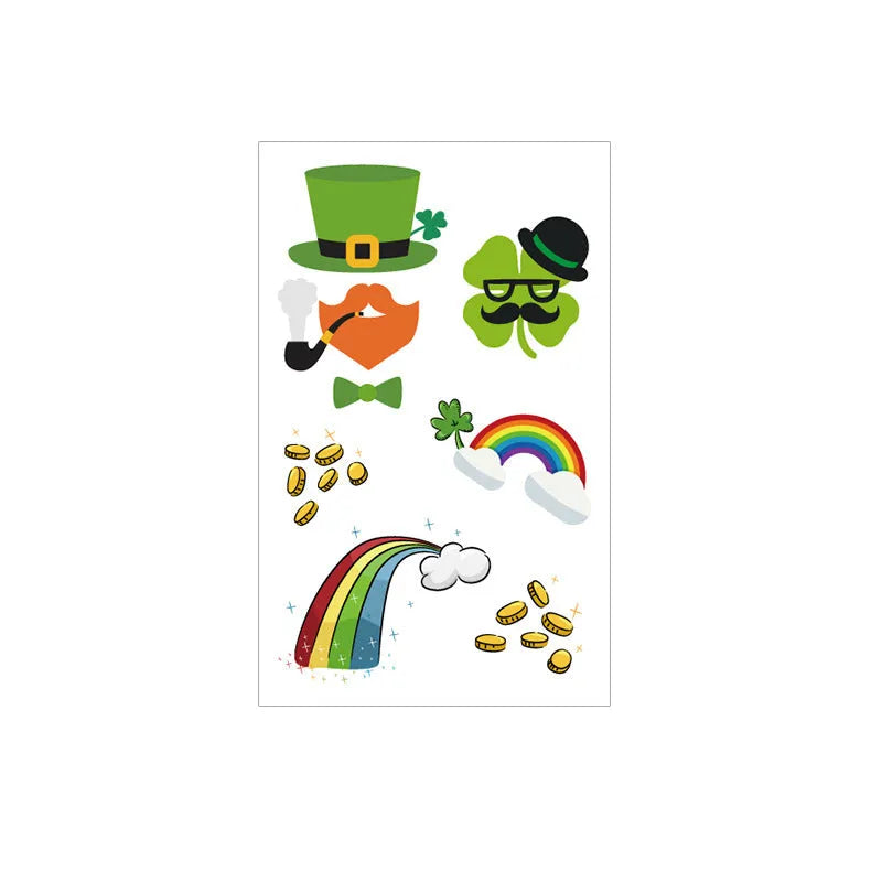 Irish festival flag tattoo sticker paper with clover design measuring 120x75mm for children's face decoration