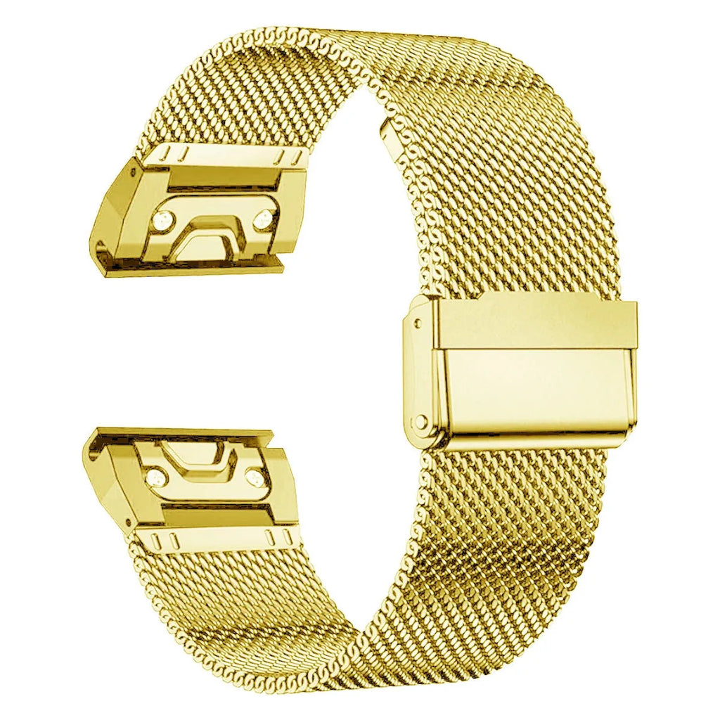 Stainless steel watch strap replacement for Garmin Fenix smartwatches in multiple colours