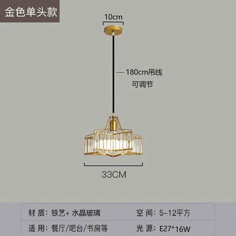 Modern crystal bedside lamp with light luxury chandelier design in black finish