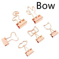 Gold-plated long-tail metal clip with a choice of bow, cactus, cat, flamingo, love, or cloud decorative design.