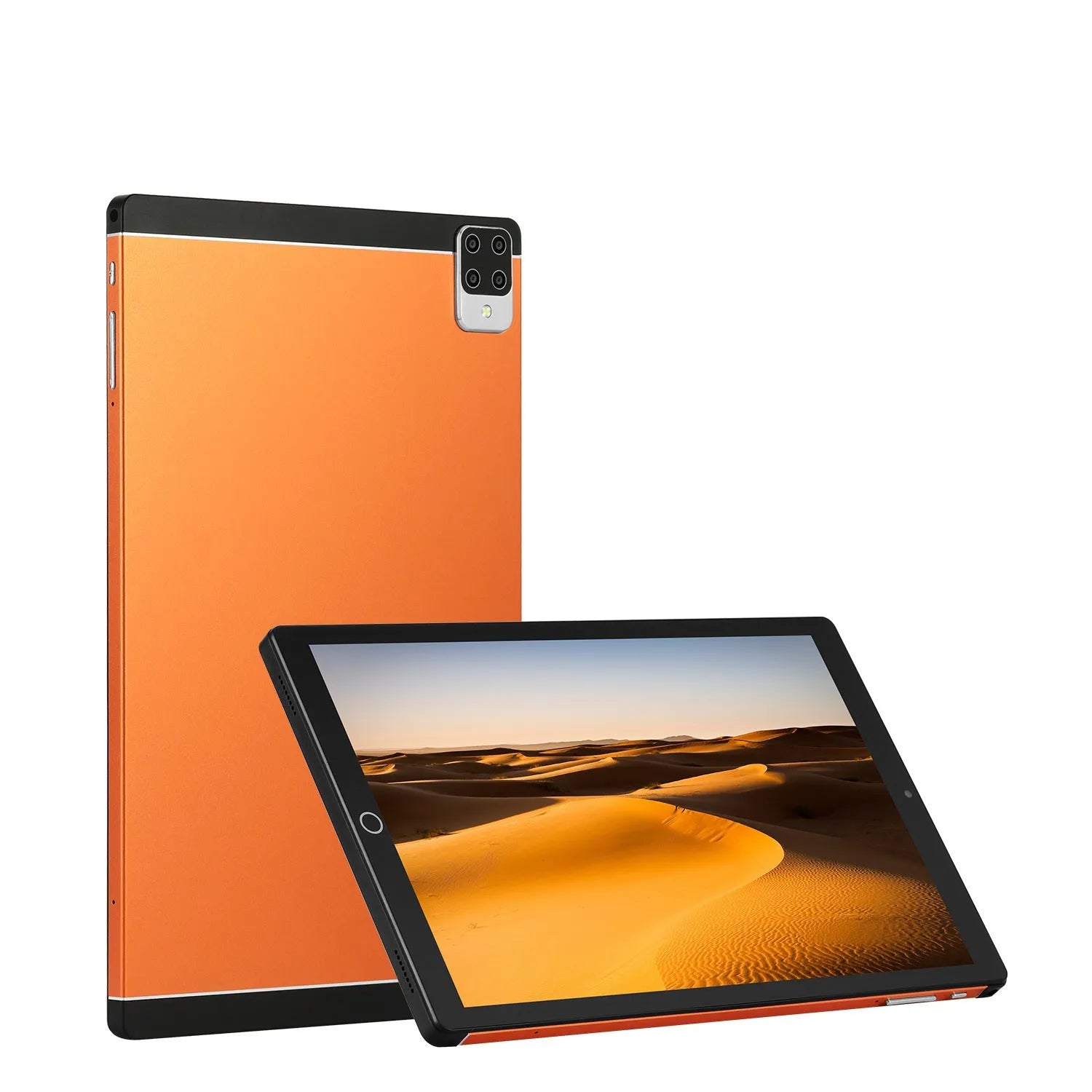 Android 15 tablet computer with 11.6-inch screen shown in black, blue, green, and orange colour options