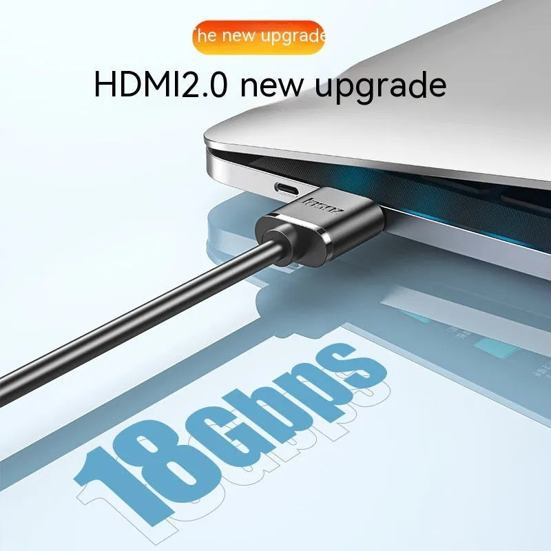 HDMI video cable with gold-plated connectors and hairline rule finish, shown in various lengths.