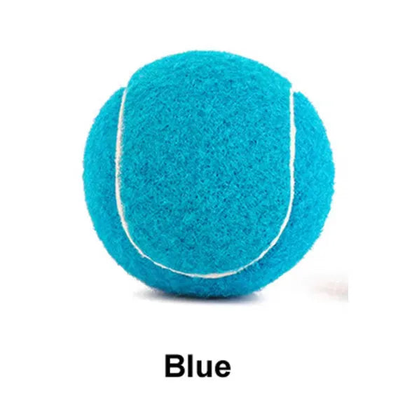 Bright coloured, bite-resistant rubber tennis ball for dogs, 6.3 cm in diameter.