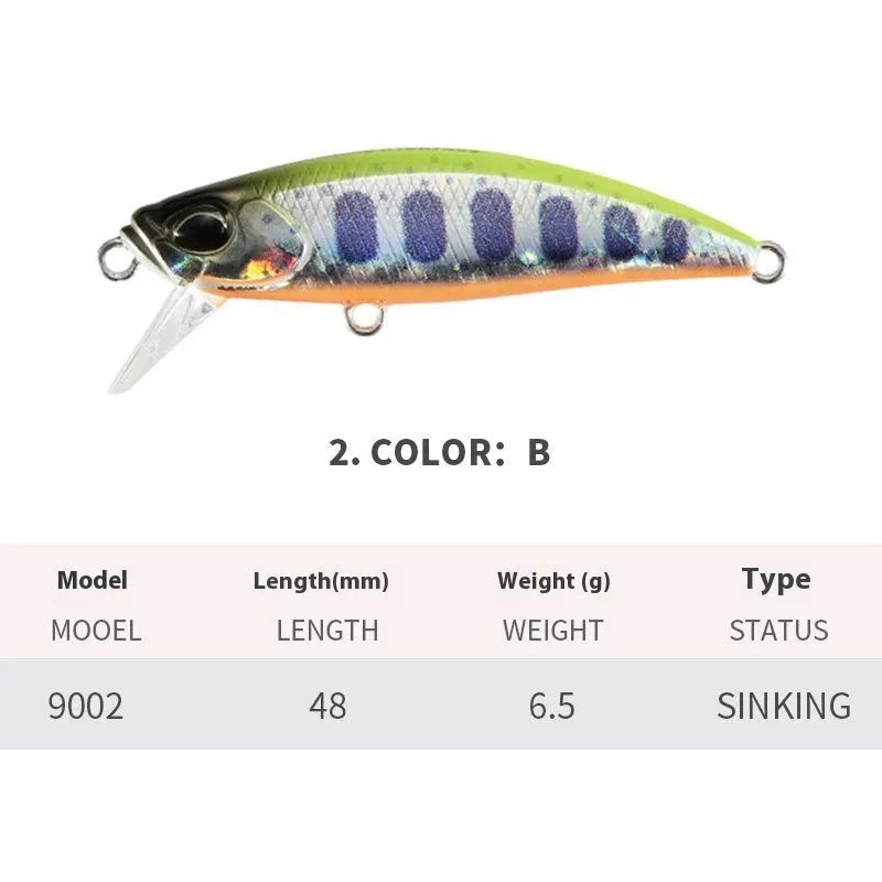 48mm Japanese mino fishing lure for mandarin fish and snakehead in various colours