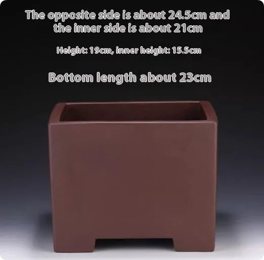 Square purple clay succulent bonsai pot in classical design for tabletop or floor plant display