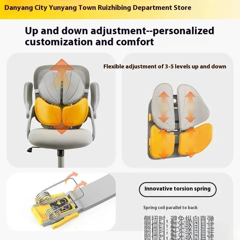 Ergonomic four-leaf lumbar support pillow mat for chair waist back pain relief in business black