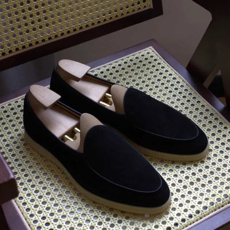 British handmade men's leather loafers in genuine cowhide with TPR sole